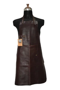 Brown Real Leather Apron Butcher Apron -Cook Apron -BBQ Apron -Cooking Apron - Picture 1 of 3