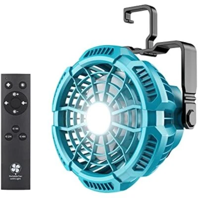 Portable Camping Fan for Makita 18V Li-ion Battery with 9W LED Work Light Hook - Image 1 of 4