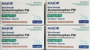Major Acetaminophen PM 500 mg 50ct - 4 Pack (200 Tablets) -Exp Date -08-2026 - Picture 1 of 4