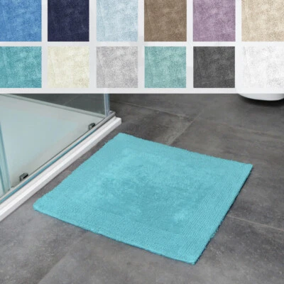 Tapete de banho quadrado luxuoso reversível 100% algodão super macio e grosso - Imagem 1 de 4
