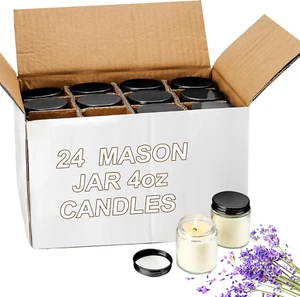 24 Pcs Bulk Candles Mini Mason Jar Candles 4Oz Small Scented Wedding Favors Gift - Picture 1 of 7