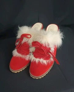 COACH Kristy Rojo Gamuza Piel de Oveja Tacón Alto Mula Talla 7 B - Imagen 1 de 19