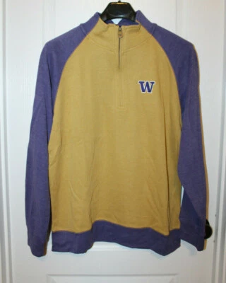 Nuevo con etiquetas Suéter Washington Huskies NCAA Tres Cuadrados Dorado 1/4 Cremallera Cuello Simulado Para Hombres XL Foto 1 de 4