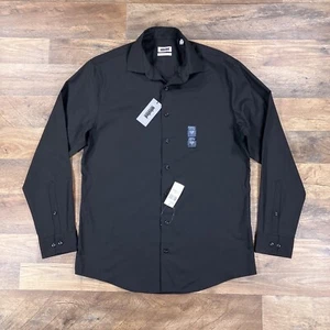 Kenneth Cole Shirt Mens Medium Black Slim Fit Button Up Dress Shirt NEW - Picture 1 of 9