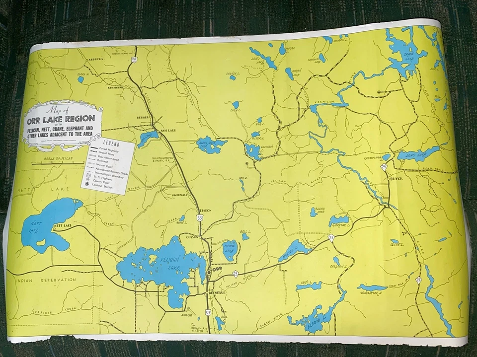 Mapa topográfico ORR Lake Region Minnesota 1940 Pelican Moose Elephant Lakes Foto 1 de 1