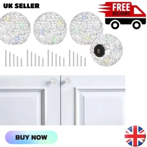 4x Rhinestone Drawer Knobs Pull Handles Cabinet Cupboard Wardrobe Door Steel 2.5 - Picture 1 of 8