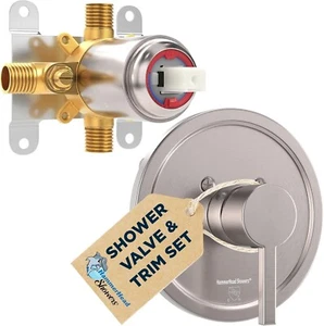 Brushed Nickel Single-Handle Shower Valve Kit - Easy Installation, Anti-Scald - Picture 1 of 11