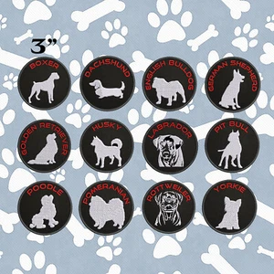 Dog Breed Silhouette Patch Embroidered Iron-on DIY Applique Vest Jacket Clothing - Afbeelding 1 van 24
