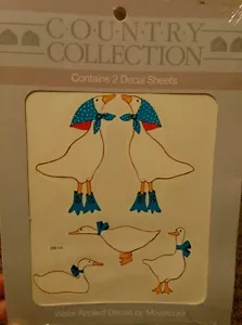 Meyercord decalcomanie vintage applicate acqua trasferimenti paese oche anatre nuove NOS - Foto 1 di 3