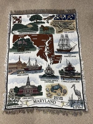 Tapeçaria cobertor The State Of Maryland Landmarks 60” x 44” - Imagem 1 de 4