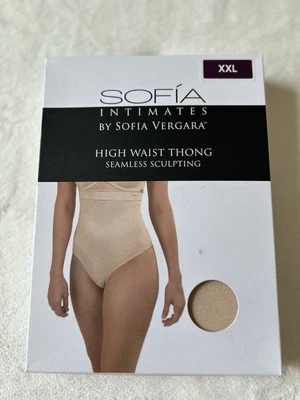 Sofia Intimates Womens Beige Silicone Seamless High Waist Shaping Thong Size XXL - Image 1 of 4