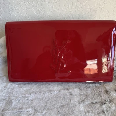 Yves Saint Laurent YSL Belle De Jour Red Patent Leather Clutch P0329 - Image 1 of 4