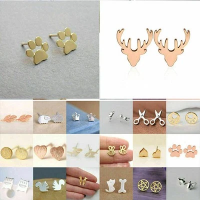 Fashion Women's Girl Silver Cute Ear Stud Jewelry Gifts UK Sterling Earrings - Image 1 of 4