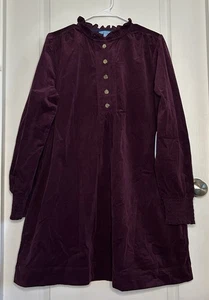NWT Draper James RSVP Long Sleeve Ruffle Purple Plum Corduroy A-Line Dress Sz L - Picture 1 of 7