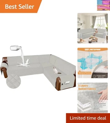 Funda de sofá de terciopelo ultra suave en forma de L para secciones grandes - 6 piezas incluidas Foto 1 de 4