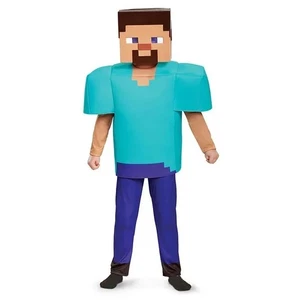 Costume Halloween Minecraft per Bambini Steve Costume Minecraft Blocco Testa Maschera Grande - Foto 1 di 6