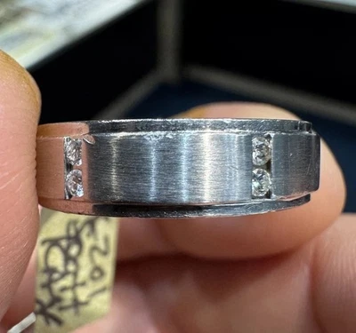 Anillo de boda de diamantes Scott Kay de 15,2 gramos de platino 950 quilates de 0,25 quilates para hombre talla 9 Foto 1 de 4