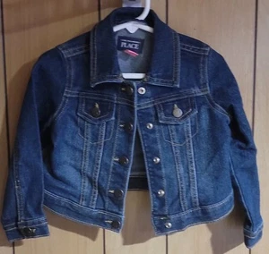 The Children’s Place Girls 2T Denim Jean Jacket Distressed Blue Button Up Coat - Picture 1 of 13