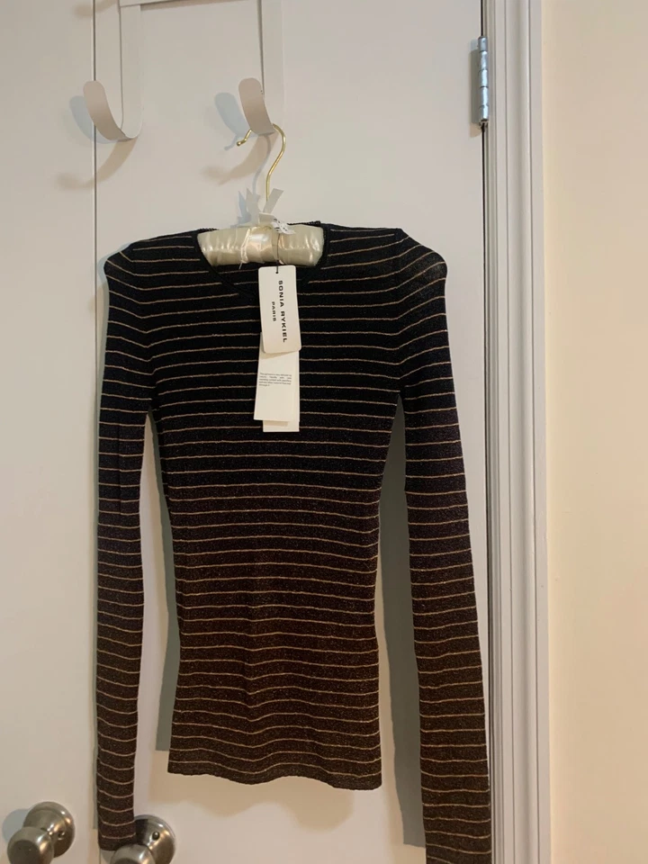 Sonia Rykiel Paris Sheer  Ombre Striped Metallic Pullover Sz. 38 Small NWT - Image 1 of 4
