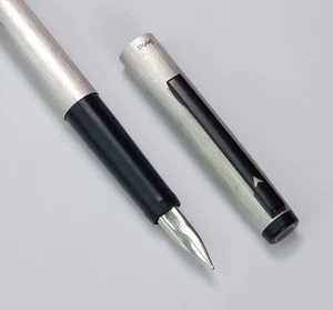 GEHA 731 BRUSHED STEEL NIB 14C GOLD 585 - VINTAGE - Picture 1 of 12