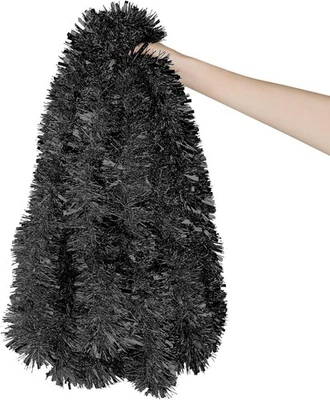 33 Feet Black Christmas Tinsel Garland, Christmas Metallic Hanging Tinsel Garlan - Image 1 of 4