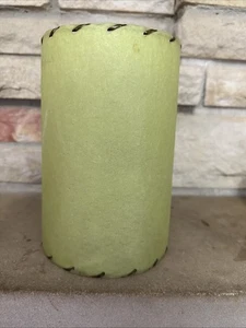 Vintage Lime Green Fiberglass Lampshade 8” Tall Cylinder Drum Style Shade 5.5” D - Picture 1 of 7