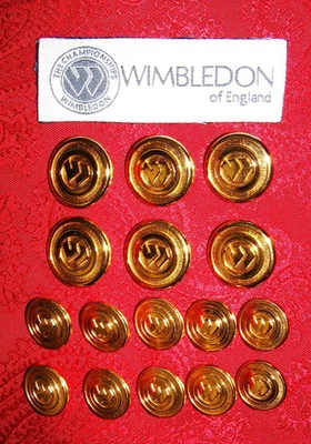 THE CHAMPIONSHIPS WIMBLEDON ENGLAND DB W LOGO GOLD REPLACEMENT BLAZER BUTTON SET - Image 1 of 4