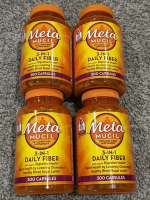 4 cápsulas de suplemento de fibra de psyllium multi-salud Metamucil 300ct caducidad 09/2027+ Foto 1 de 4