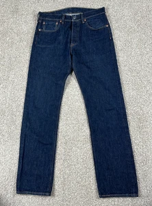 Levis 501 Jeans Mens 31x32 Blue Denim Indigo Wash Button Fly Straight Leg *32x31 - Picture 1 of 11