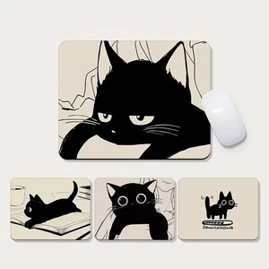 Black Cat Mousepads Small Office Computer Desk Mat Table Keyboard Big Mouse Pads - Afbeelding 1 van 25