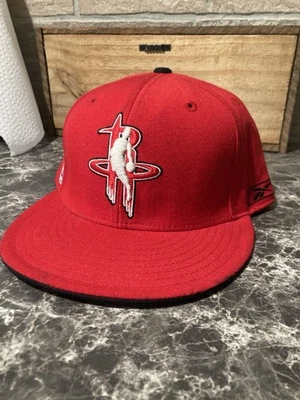 Gorra Reebok roja ajustada de ala plana Houston Rockets - talla 7 5/8 Foto 1 de 4