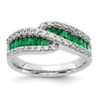 Emerald Cut Emerald &amp; Shimmering Cubic Zironia 935 Silver Fashion Ring
