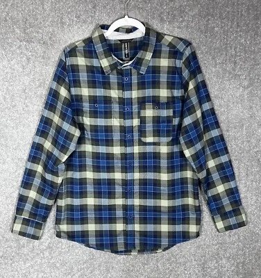 Jockey Plaid Long Sleeve Button Up Shirt Mens Size Large Blue Green Pockets - Image 1 of 4