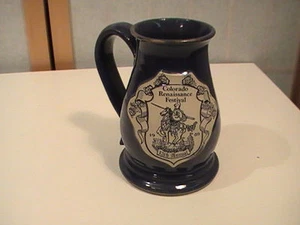 Colorado Renaissance Festival Mug 1989 13th Annual Knight on Horse Blue - Picture 1 of 3