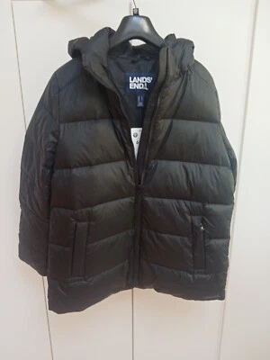 RRP£180Women’s size 16 Black Down Detachable Hood Coat Jacket NWT LANDS’ END - Image 1 of 4