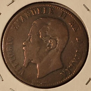 Italy Emanuele II 1863 10 Centesimi Coin - Picture 1 of 2