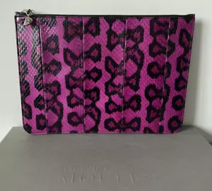 ALEXANDER MCQUEEN LEOPARD PRINT SNAKESKIN POUCH CLUTCH RETAIL £495 BNIB - Picture 1 of 12