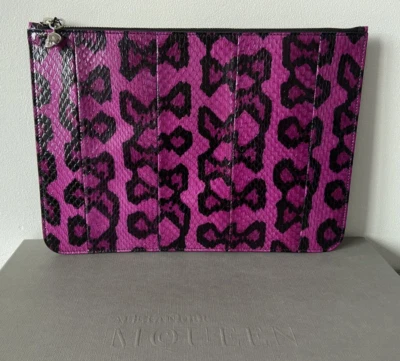 ALEXANDER MCQUEEN LEOPARD PRINT SNAKESKIN POUCH CLUTCH RETAIL £495 BNIB - Image 1 of 4