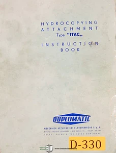 Duplomatic ITAC, accesorio de hidrocopia italiano instrucciones y manual eléctrico 1966 - Imagen 1 de 5