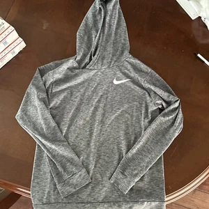 Nike Boys Hoodie M Gray Dri-Fit Active Hooded Athletic No Zip Lightweight EC - Picture 1 of 6