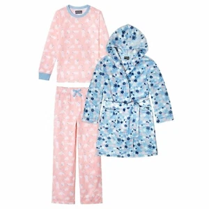 Eddie Bauer Girls Pajamas Robe Bathrobe Top Pants Set Pink Polar Bear XS 5/6 NEW - Picture 1 of 6