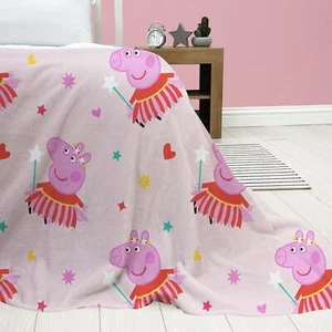 Peppa Pig Fleece Blanket Magic Fairy Kids Snuggly Soft Velour Feel Bed Throw - Picture 1 of 3