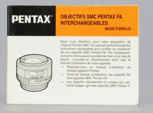Pentax SMC FA Objectifs Mode d'emploi d'origine (Réf#R-163) - Photo 1 sur 1