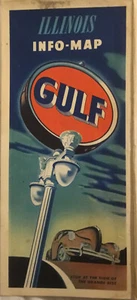 Mapa de ruta de viaje de gasolinera Gulf Illinois GULF 1940 de colección ideal para enmarcar REGALO - Imagen 1 de 8