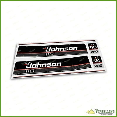 JOHNSON 1989 1990 110 HP V4 Motor Horse Power VRO Laminated Vinyl Decals Sticker - Image 1 of 2