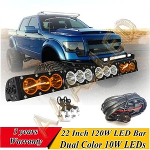 22Inch LED Light Bar Amber White Combo Offroad Work Truck SUV ATV 4WD Bumper 12V - Picture 1 of 21