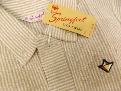 Camisa Rockabilly De Colección Años 50 100% Algodón Tejida Marrón Rayas Bandas Cintura Niños Talla 7 Foto 1 de 4