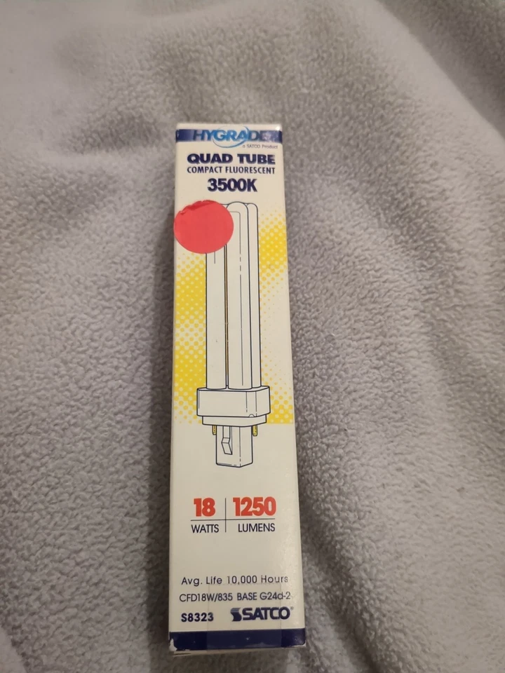 Satco S8323 CFD18W/835 18W 2-Pin G24d-2 T4 CFL 3500k Neutral White - Image 1 of 2