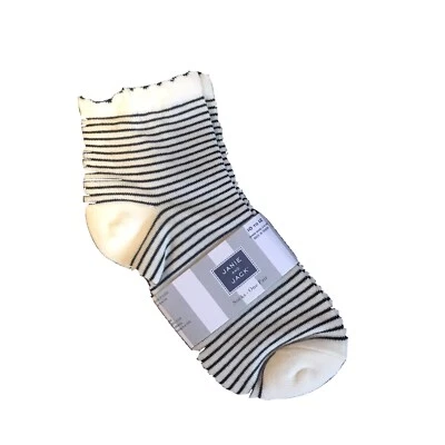 NWT Janie And Jack Striped White & Black Ankle Socks Size 10-12 (clothing) - Image 1 of 4