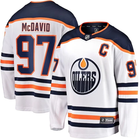 Connor McDavid #97 Edmonton Oilers MENS Fanatics Breakaway White Away Jersey NWT Cover